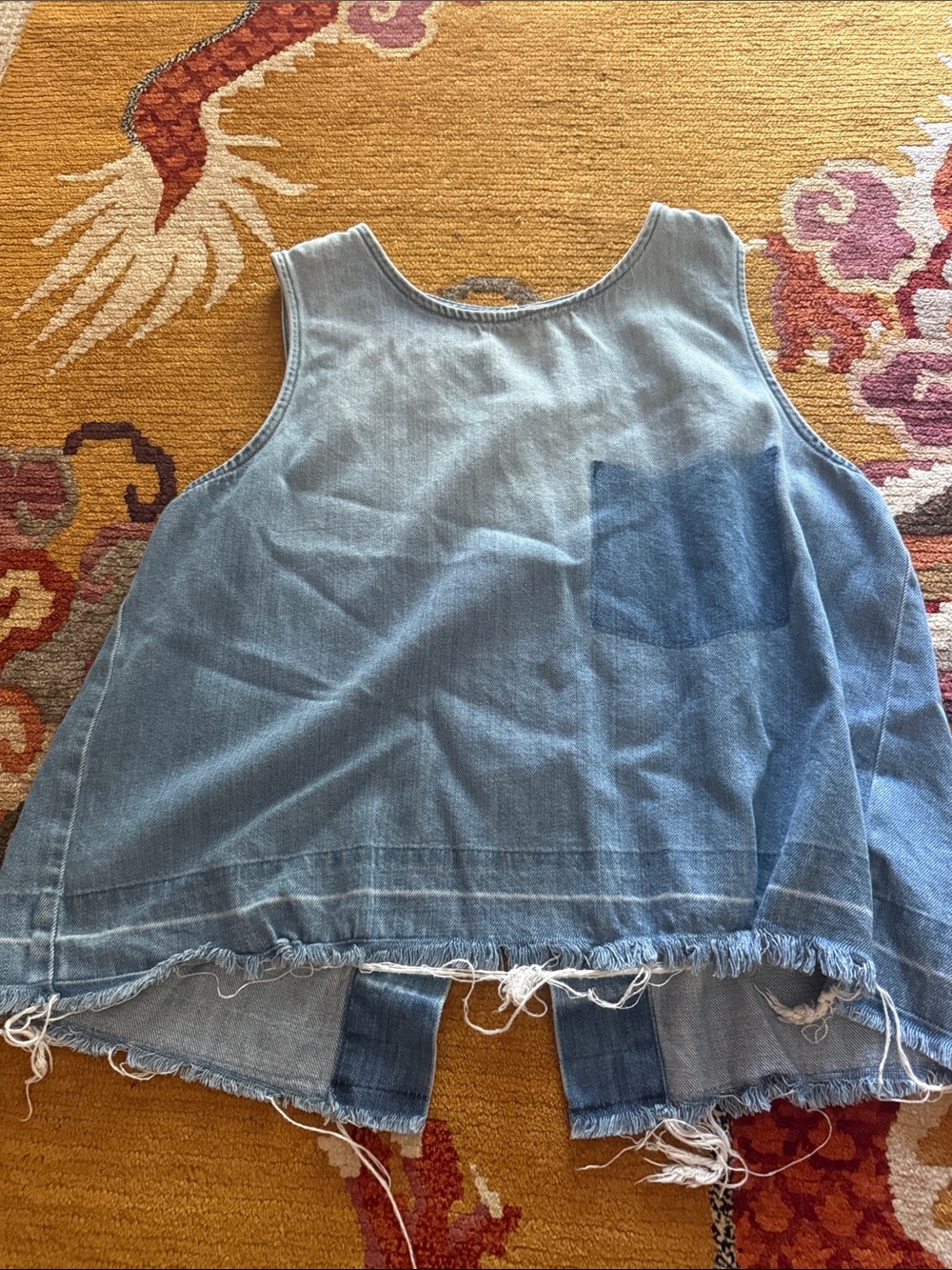 Chelsea & Violet Light Blue Denim Tank Top with Frayed Hem